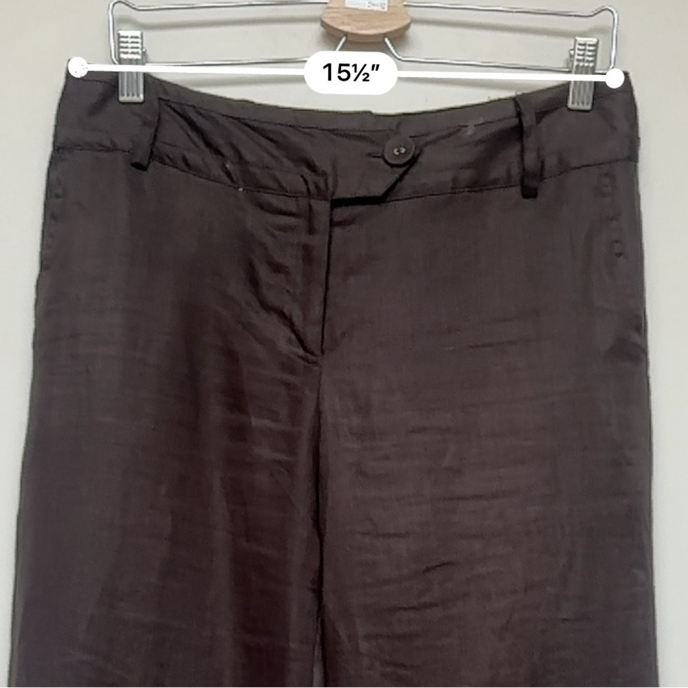 Saint Tropez West Brown 100% Linen Wide Leg Pants Size 6 - Picture 3 of 11